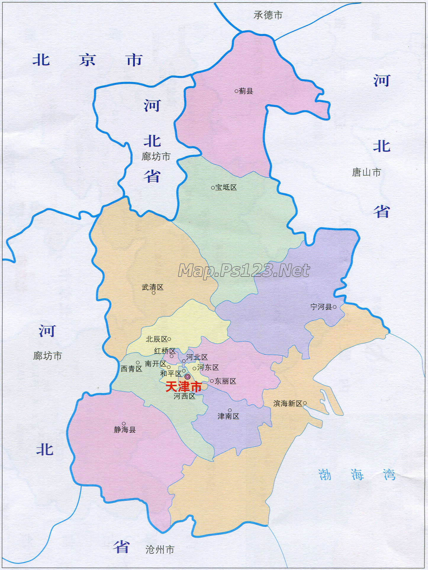 天津行政区划简图