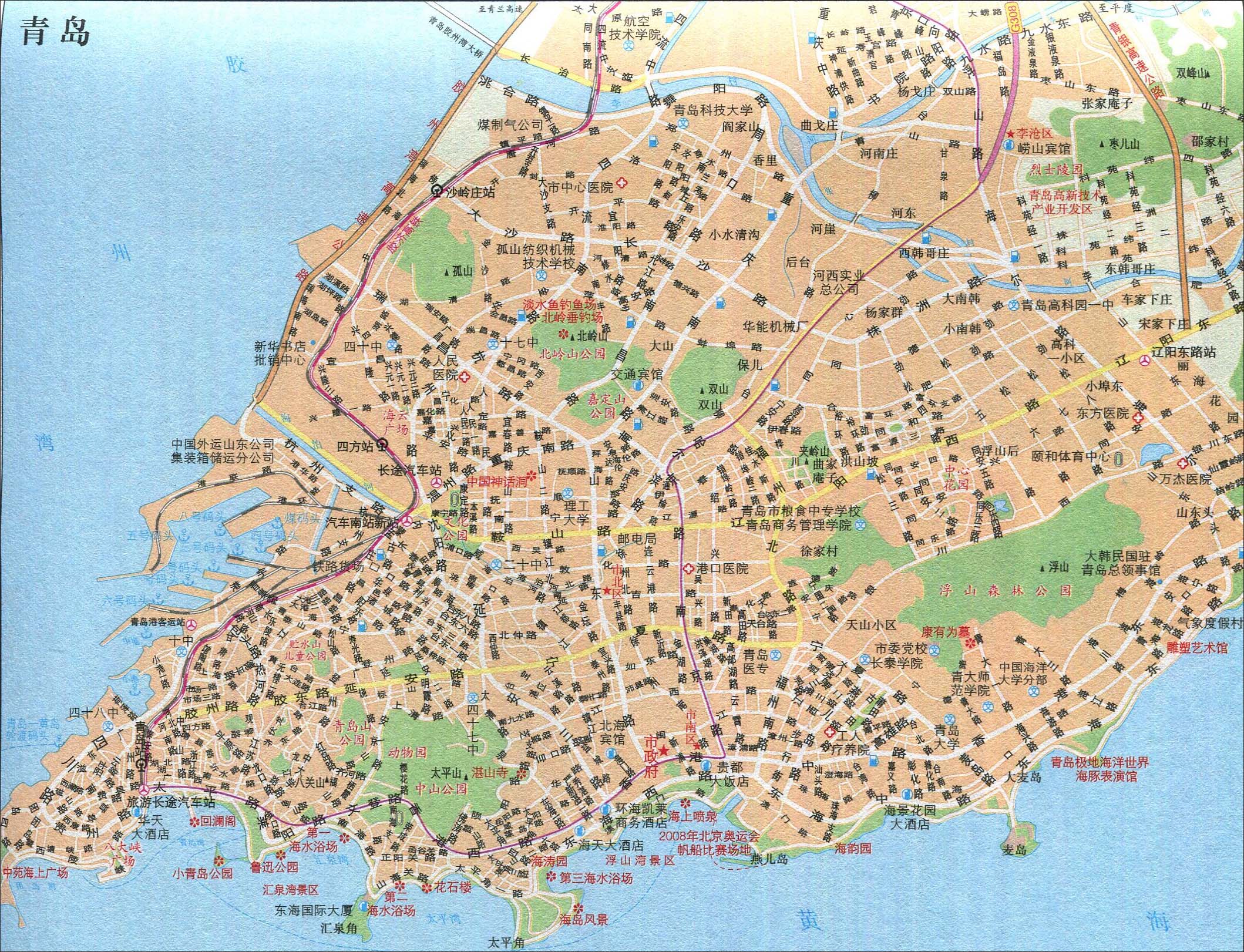 青岛旅游交通地图图片