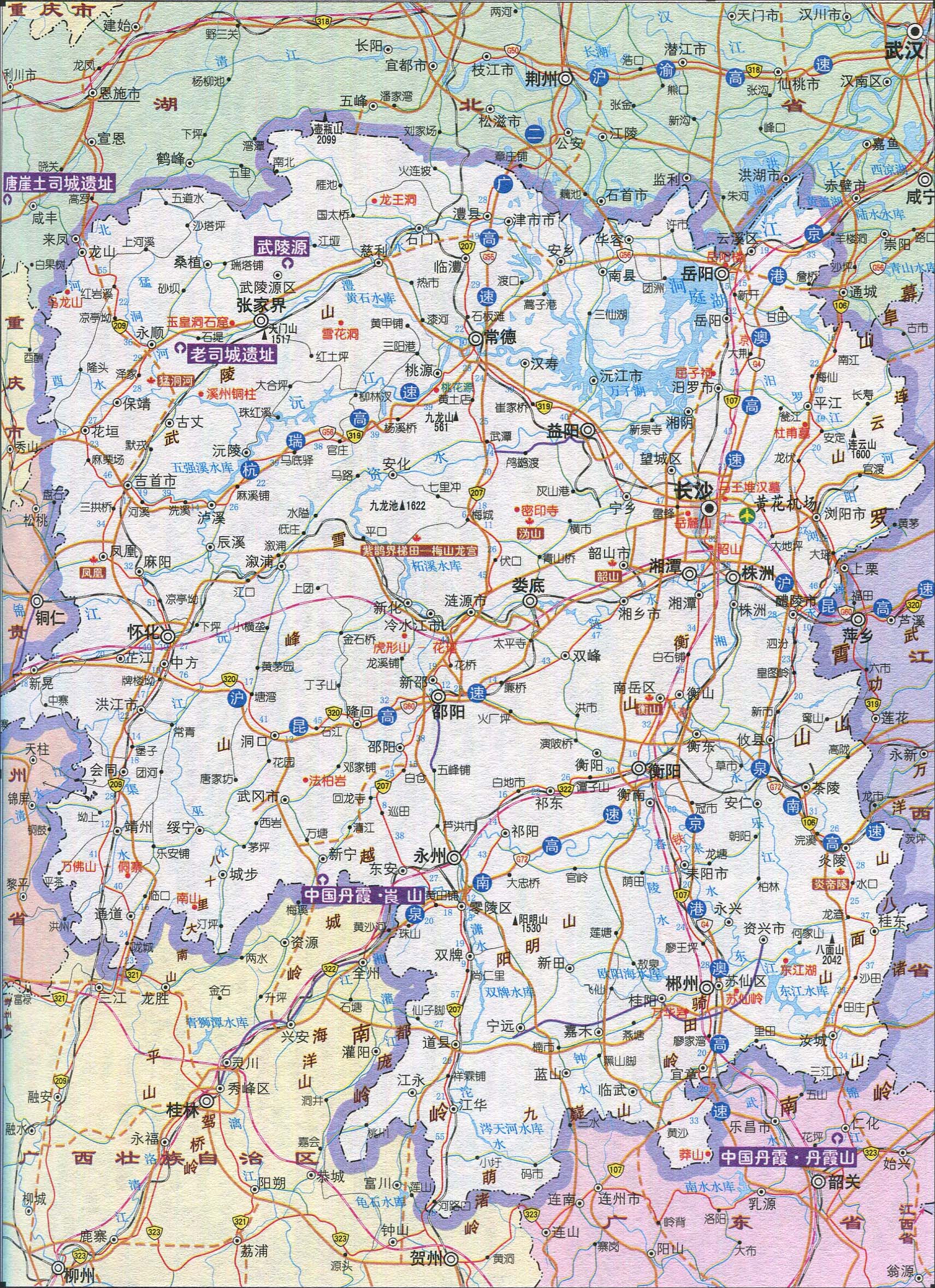 湖南省旅游交通地图