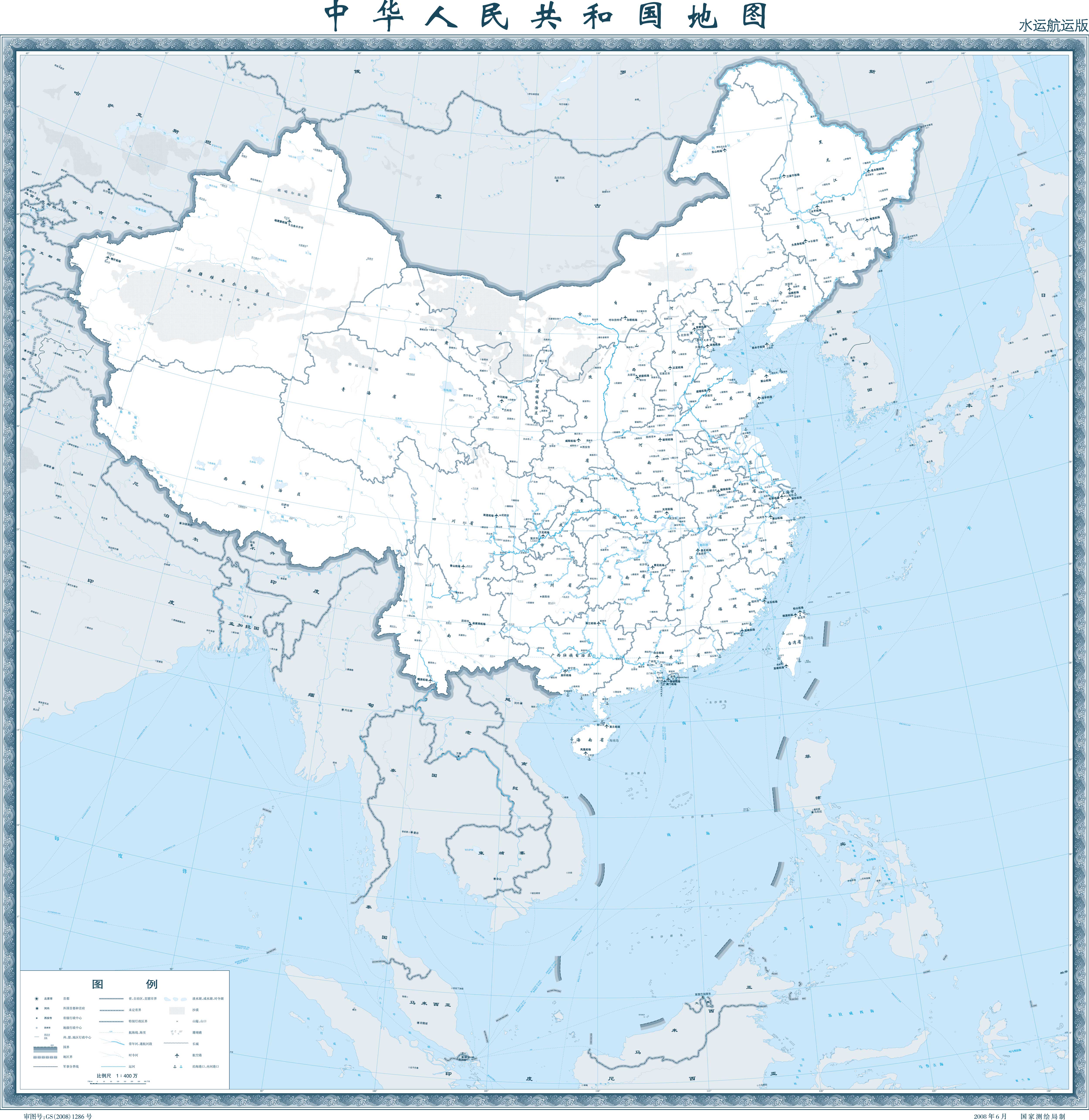 地图窝 中国 >> 中国地图高清版大图(2500万像素)