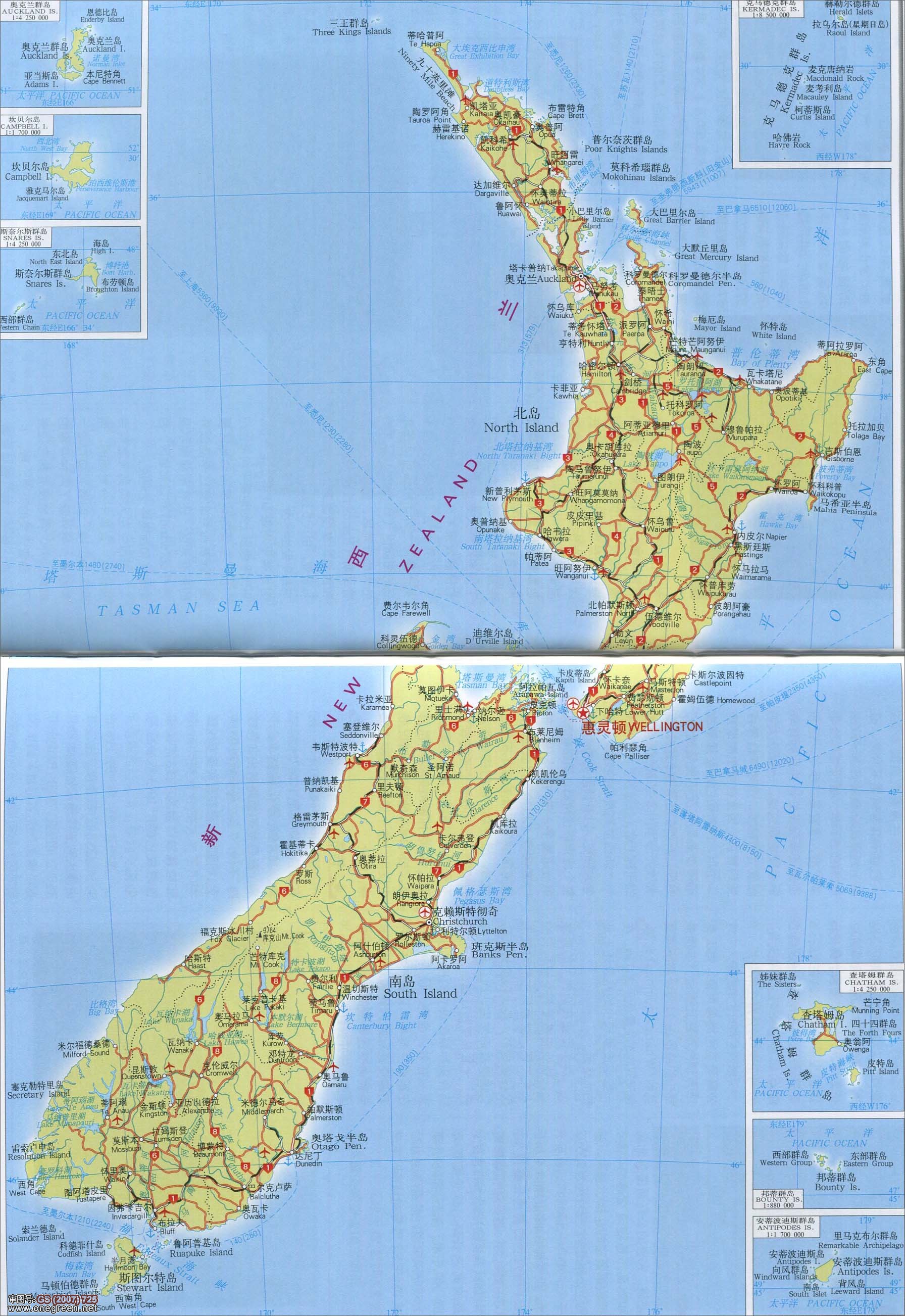 新西兰交通图地图