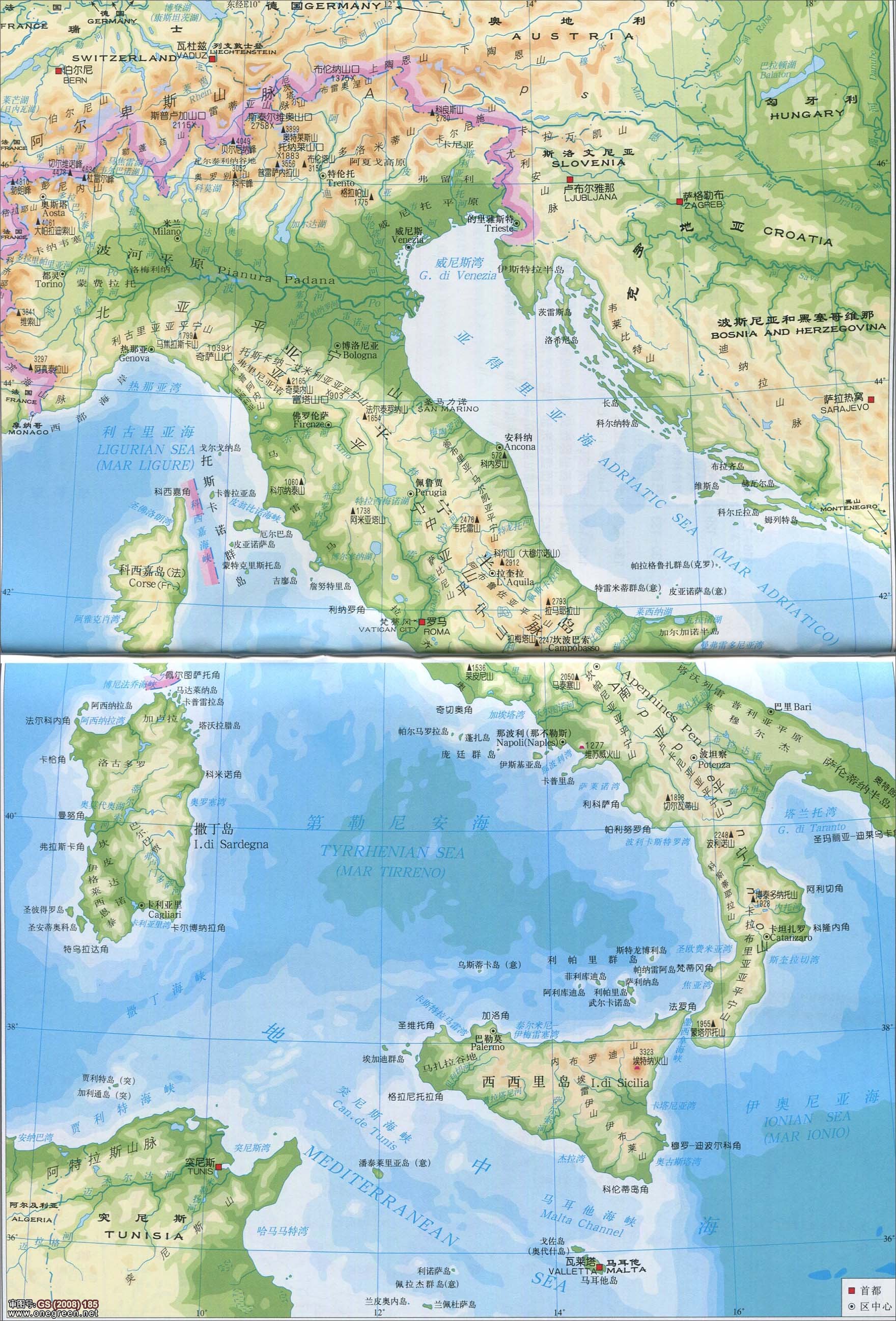 意大利地形图地图_意大利地图库