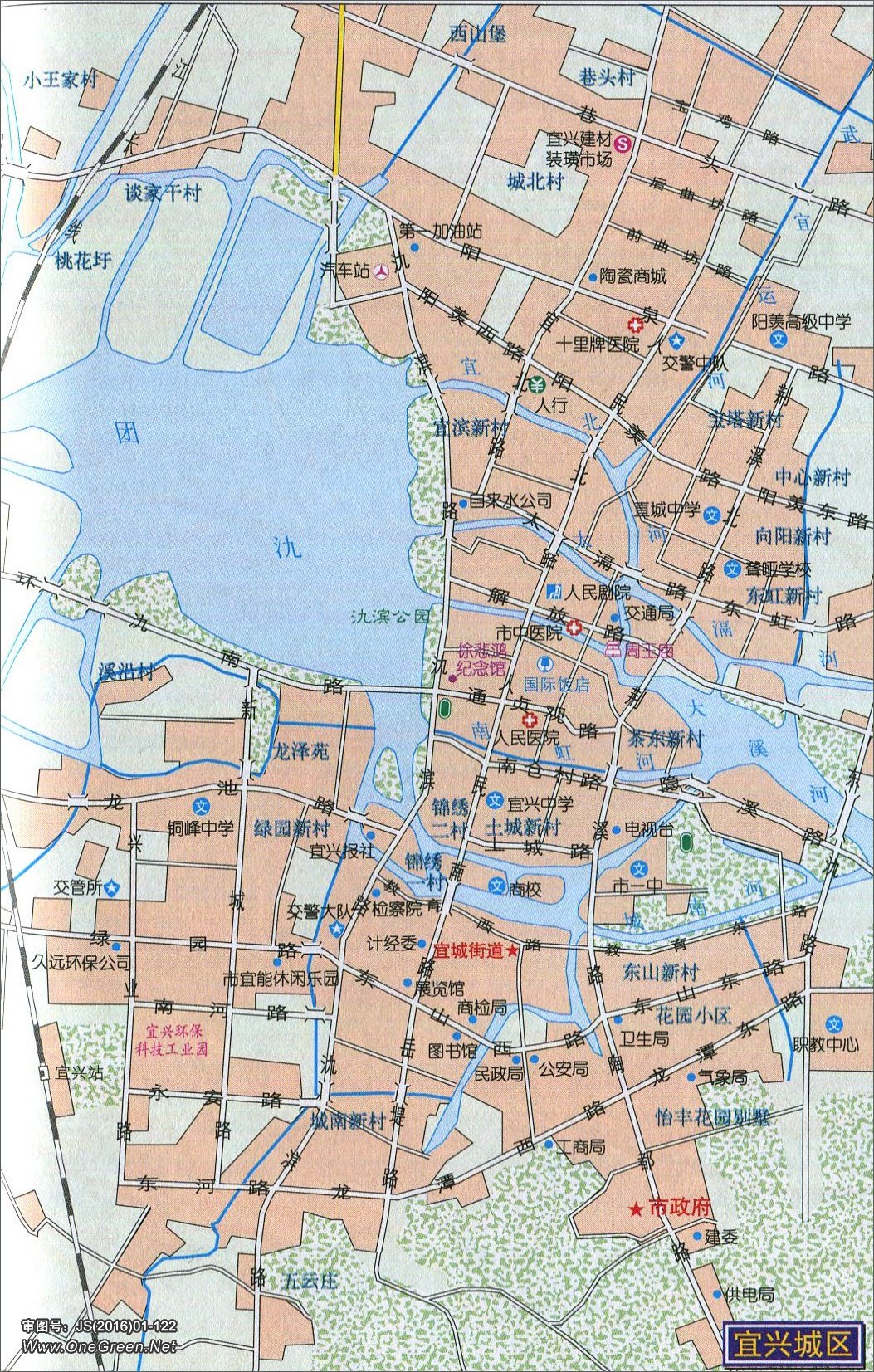 地图窝 中国 江苏 无锡 >> 宜兴城区地图   图片