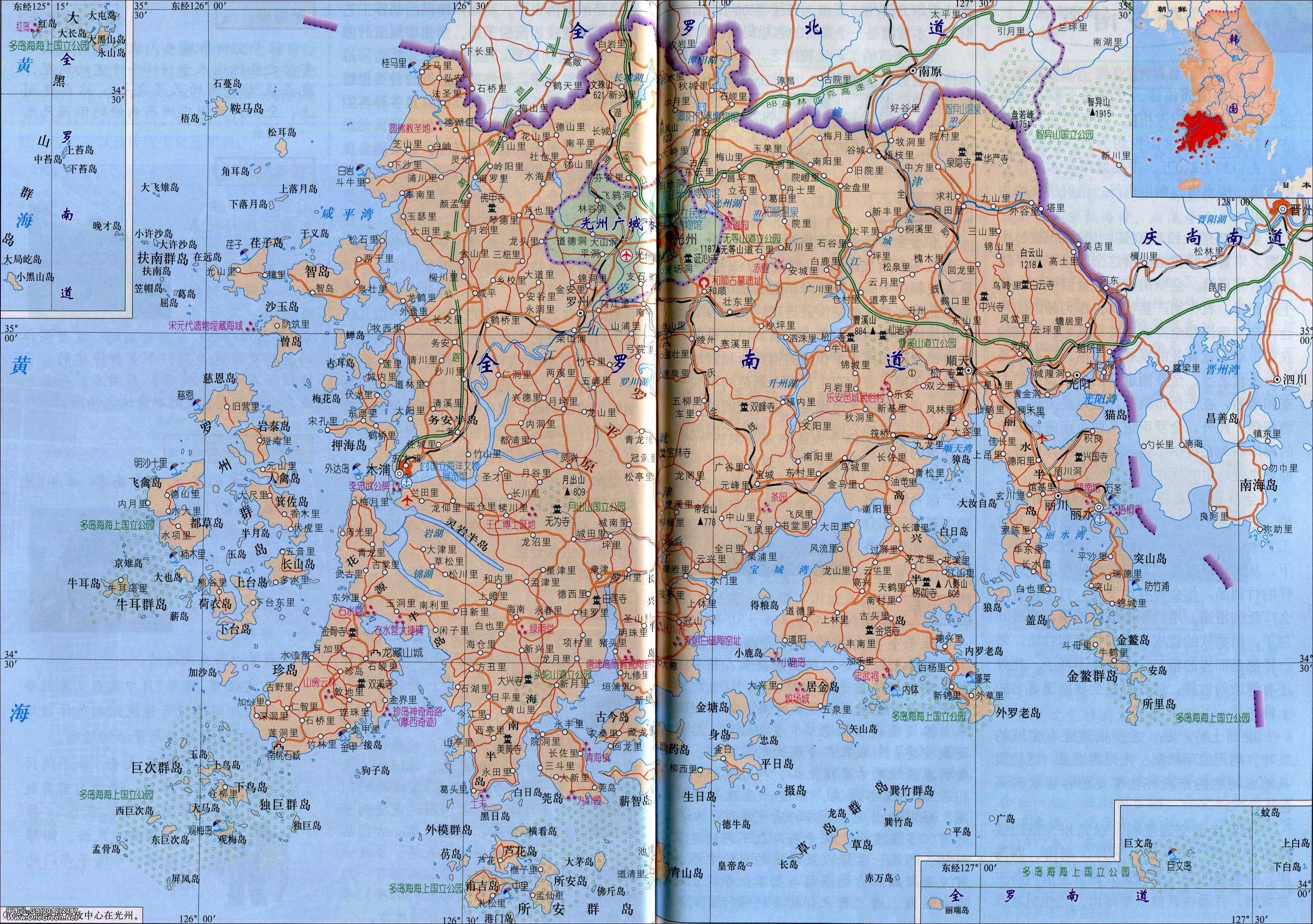 韩国_全罗南道_光州广域市地图图片