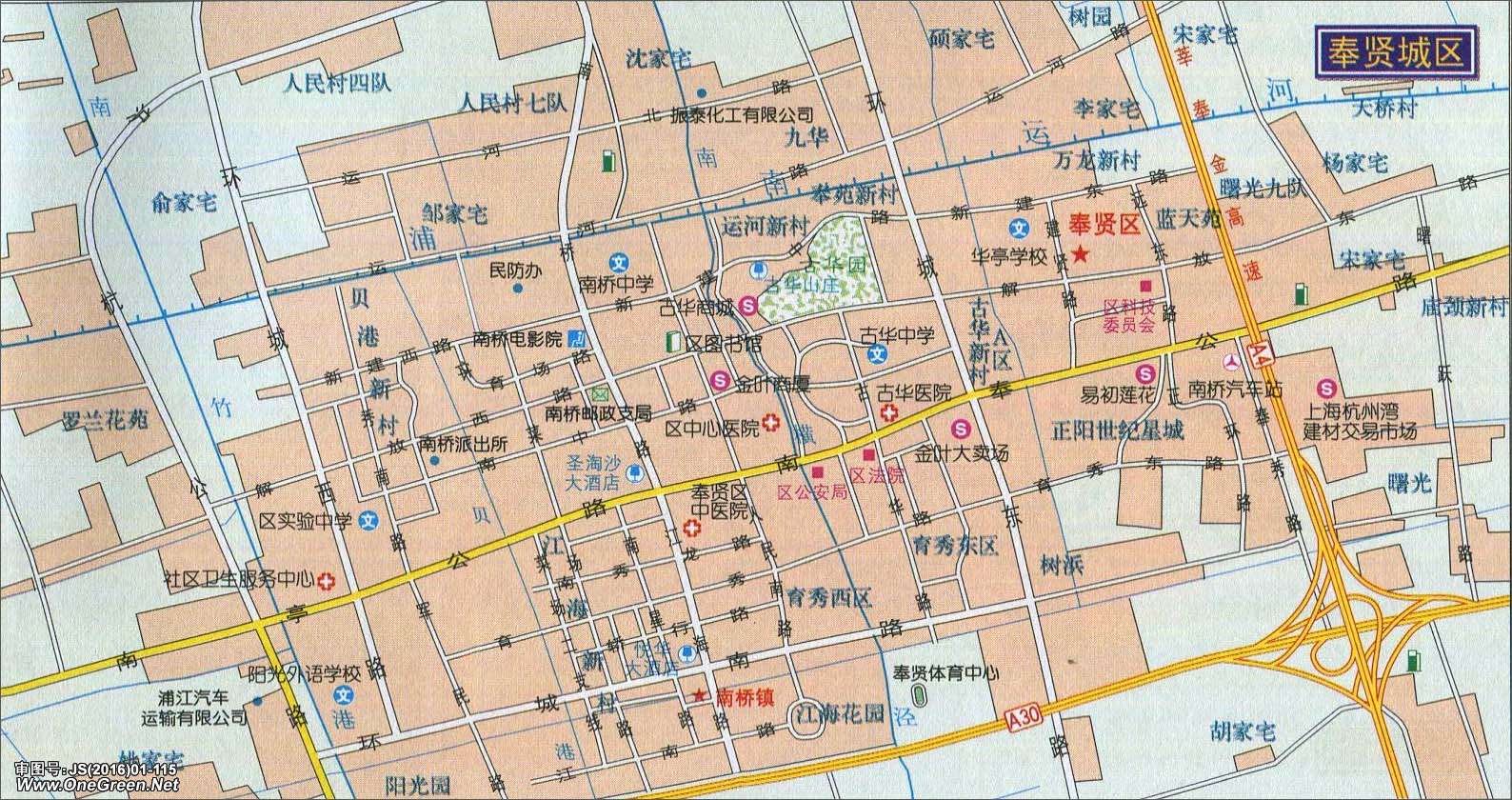 奉贤城区地图_上海地图库