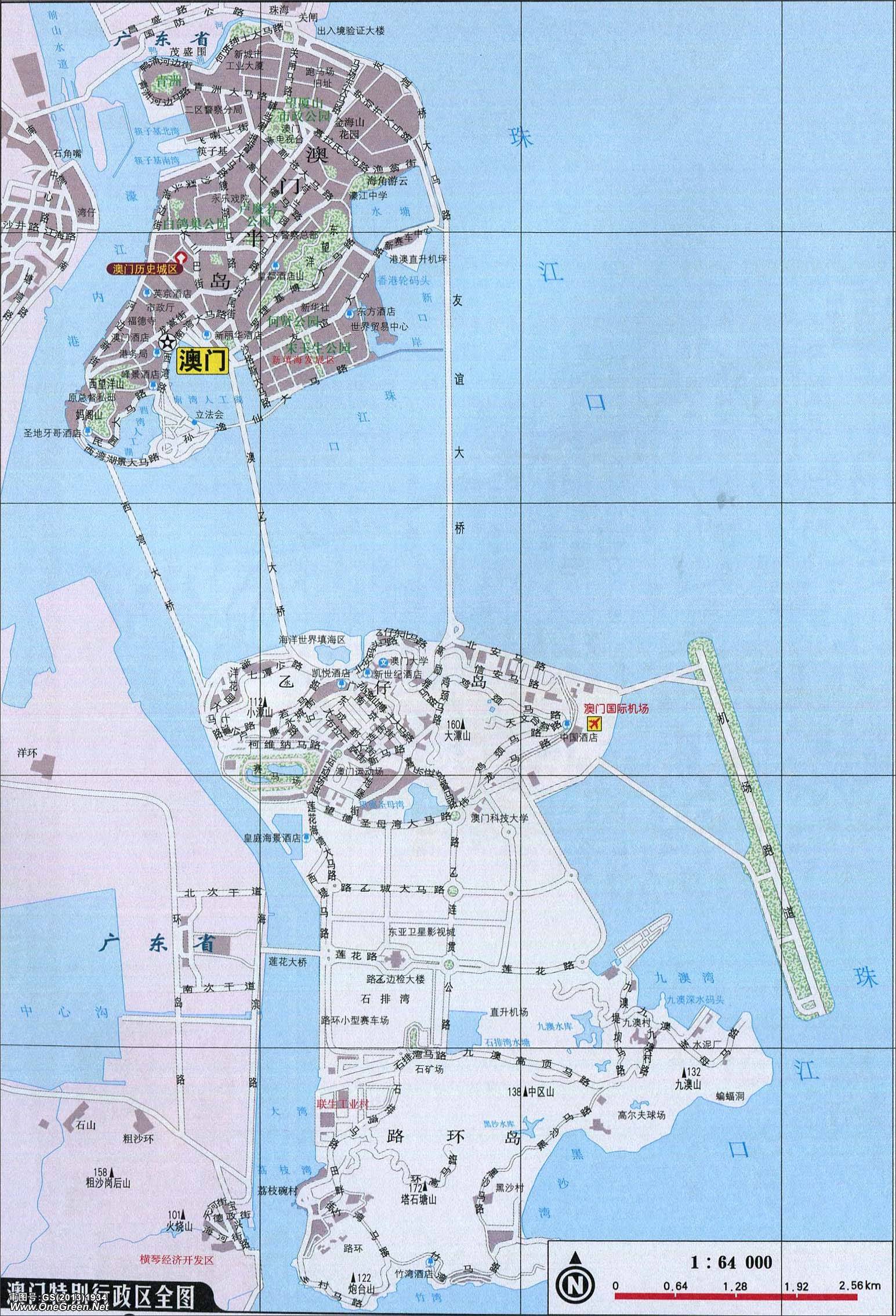澳门路环市区地图图片