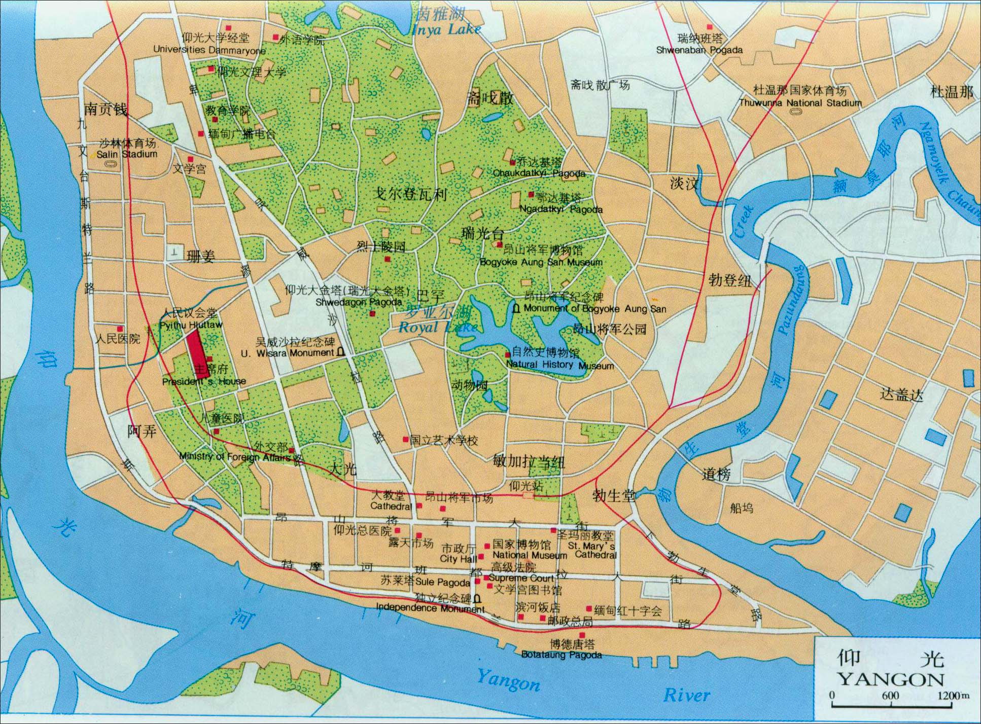 缅甸仰光地图图片