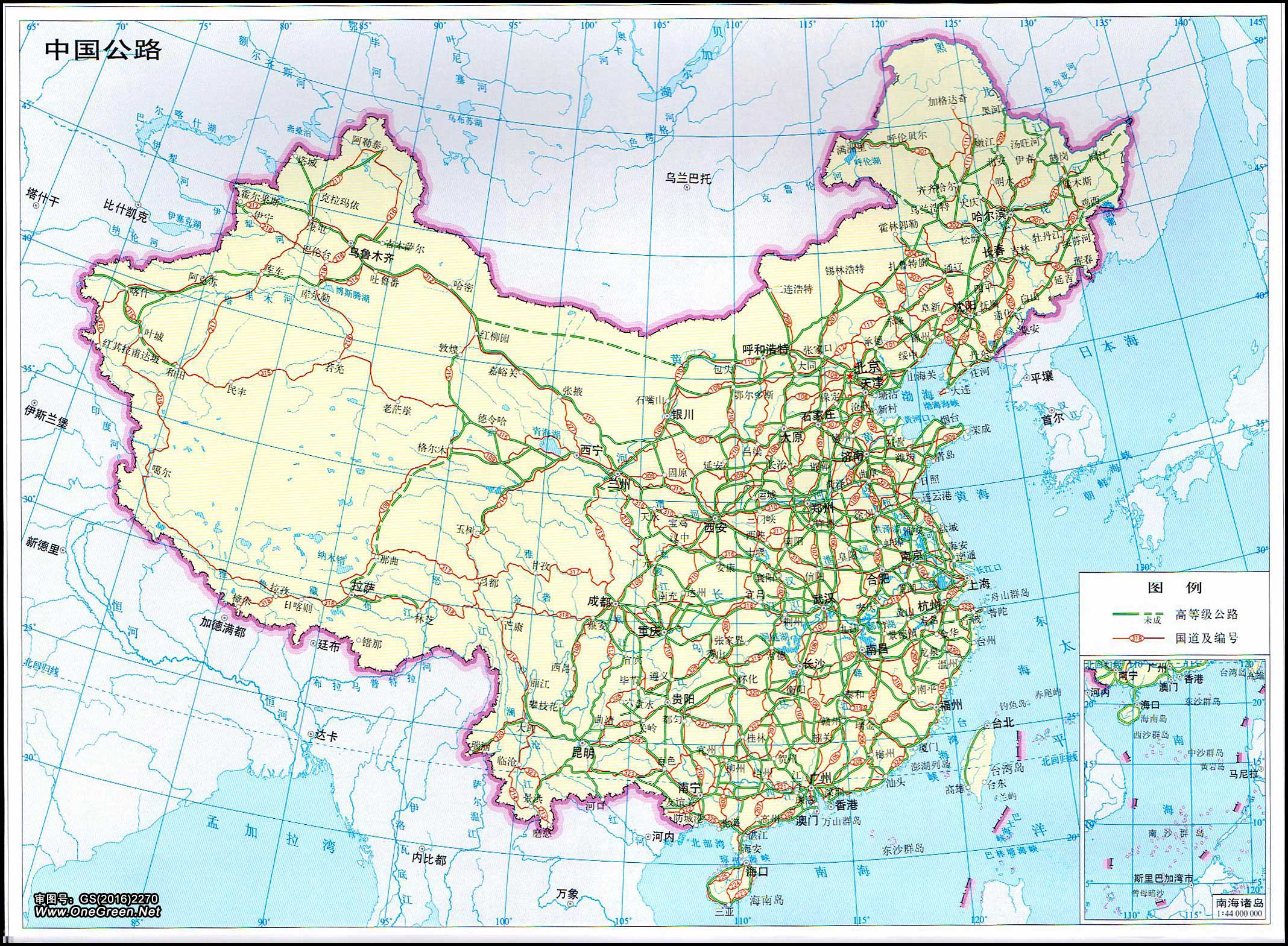 中国公路交通地图高清版_中国地图地图库_地图窝