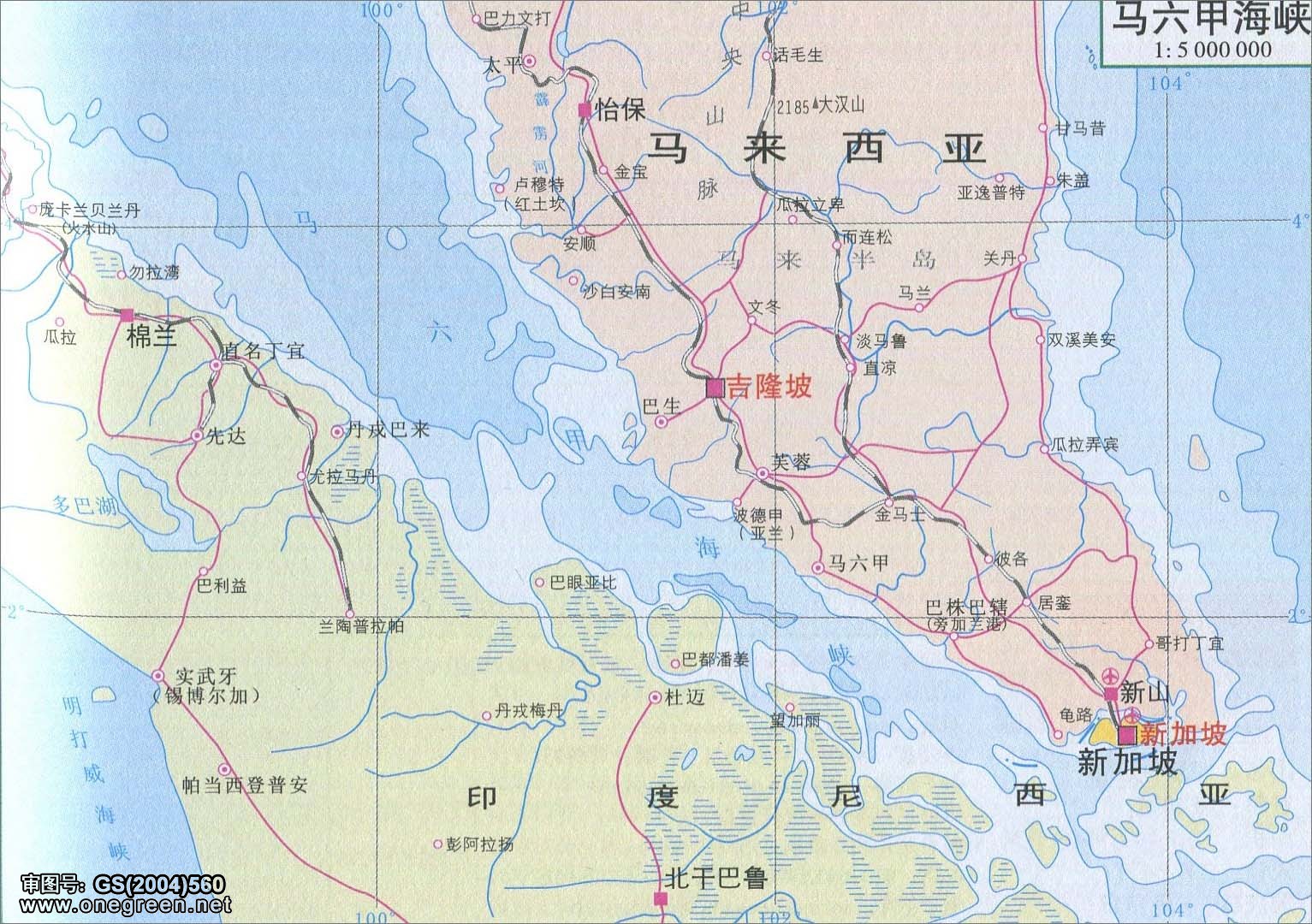 马六甲海峡旅游地图
