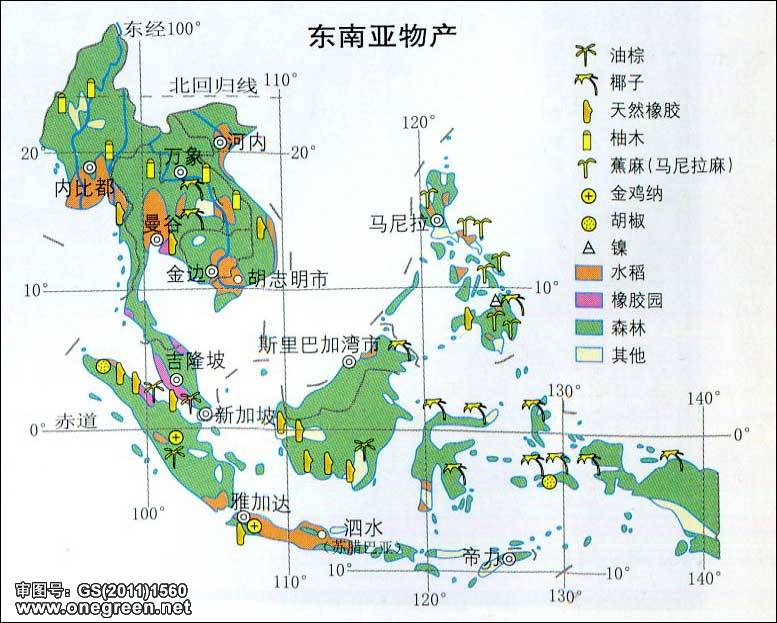 东南亚物产地图