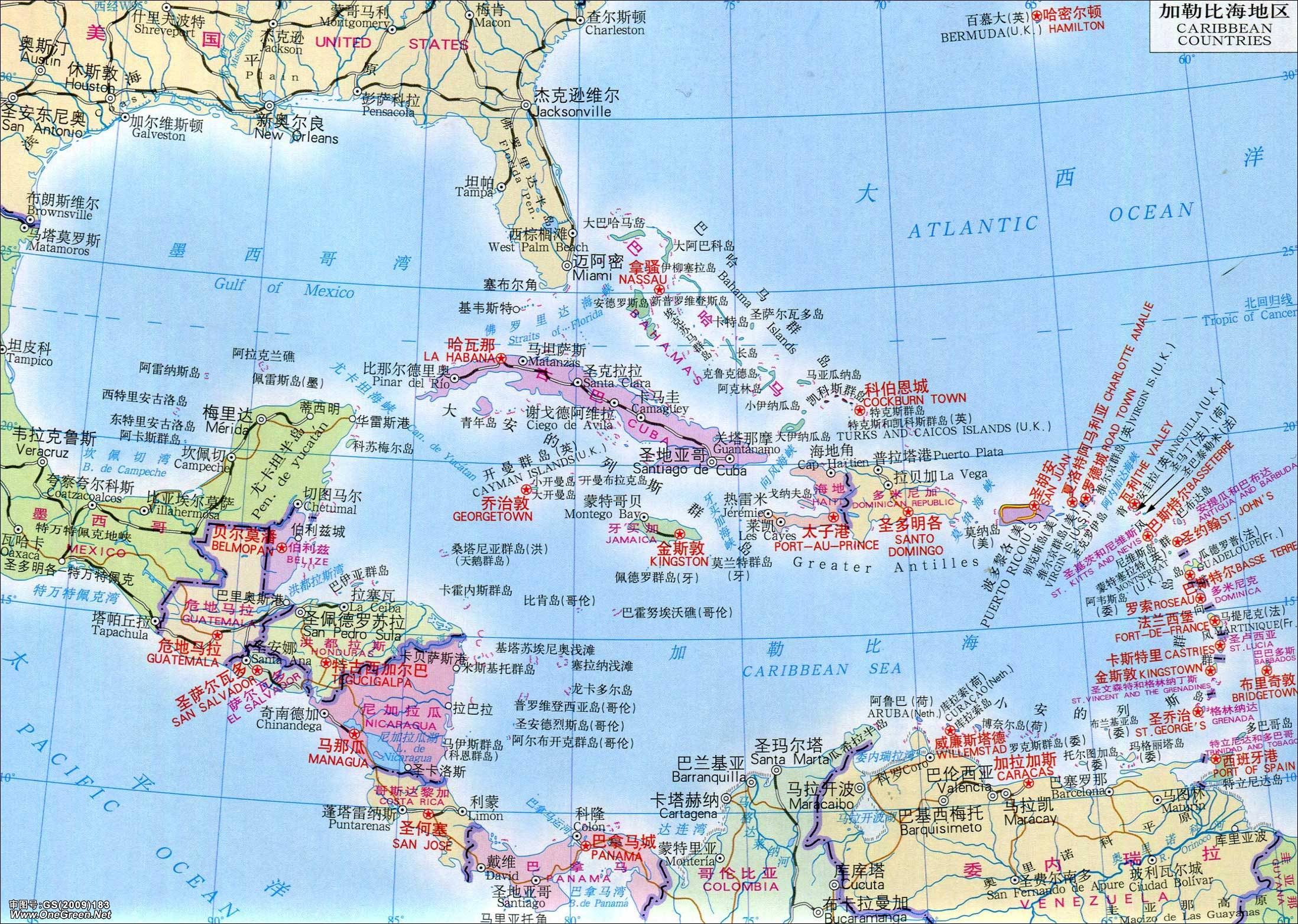 加勒比海地区_北美洲地图库_地图窝