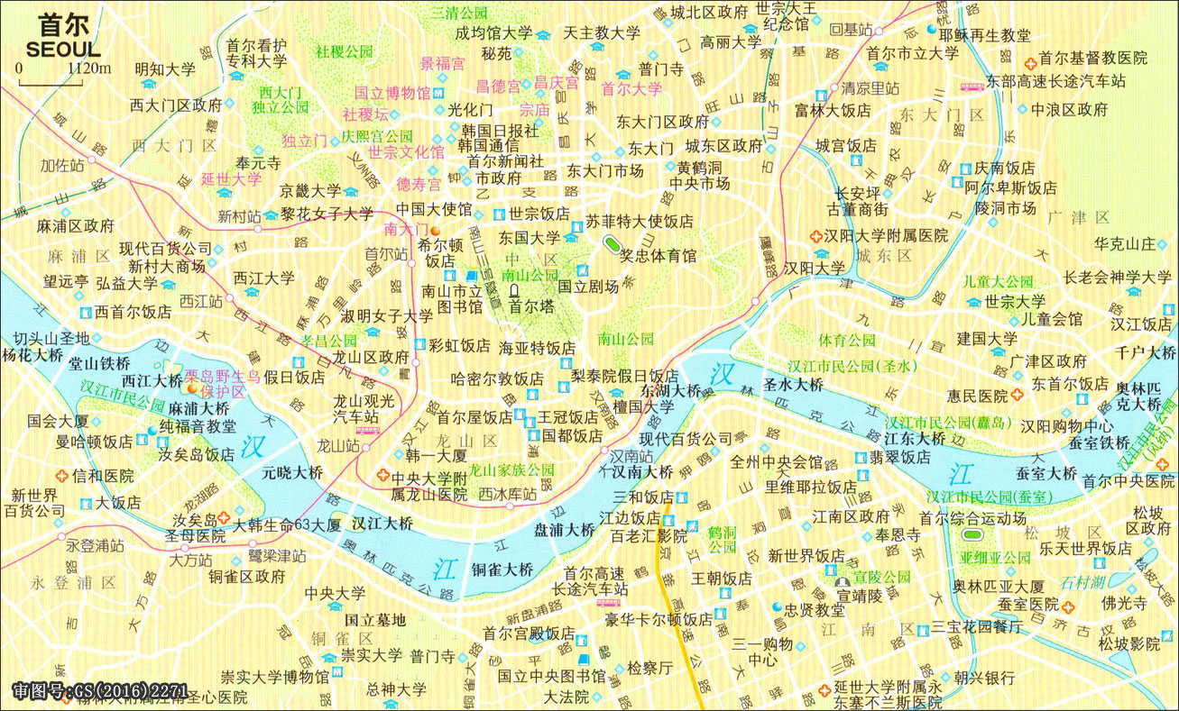 首尔地图中文版全图_汉城地图中文版全图