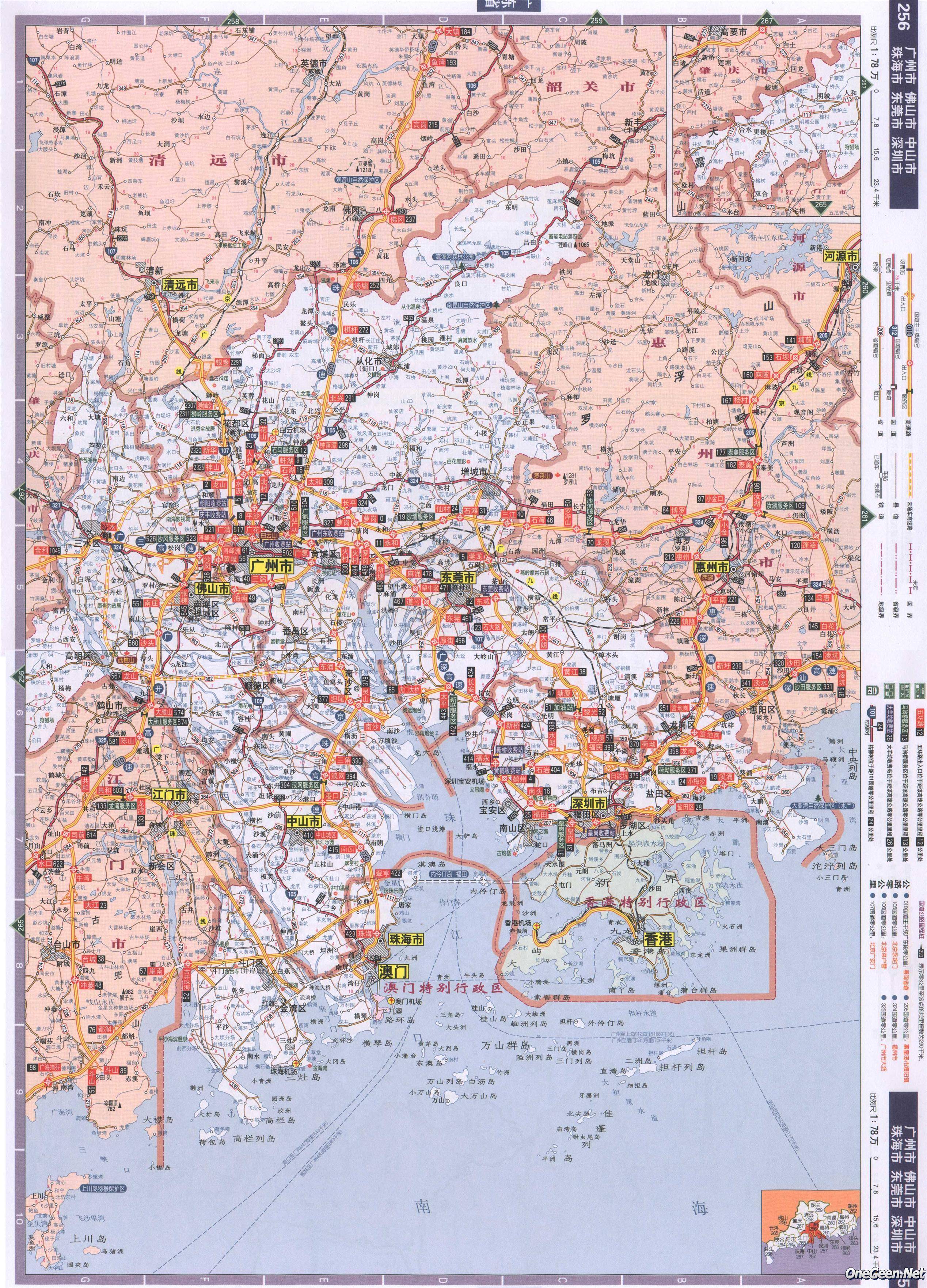 东省广州佛山中山珠海东莞深圳公路交通地图图片