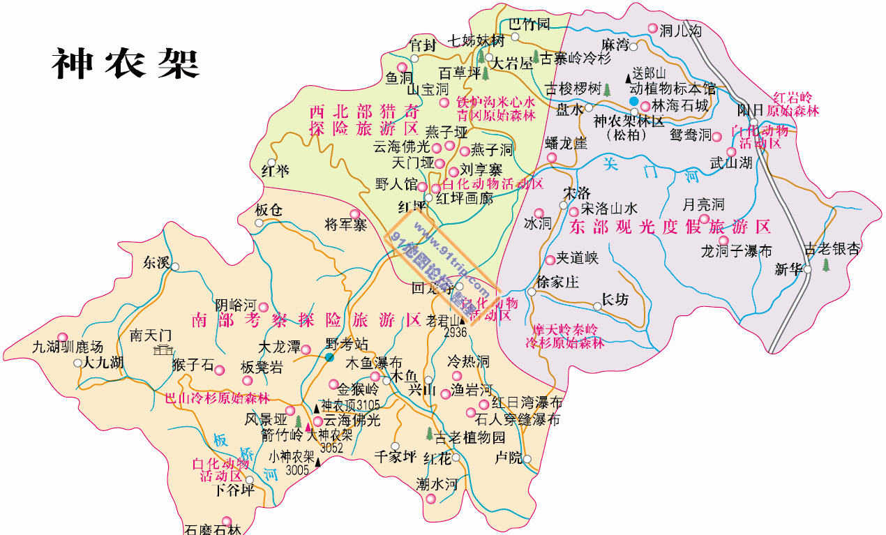 湖北神农架景区地图